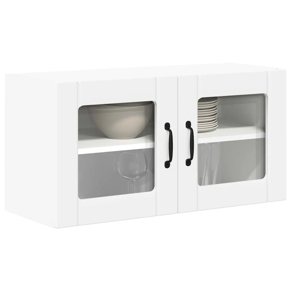 White Wall Glass Cabinet for Kitchen Storage