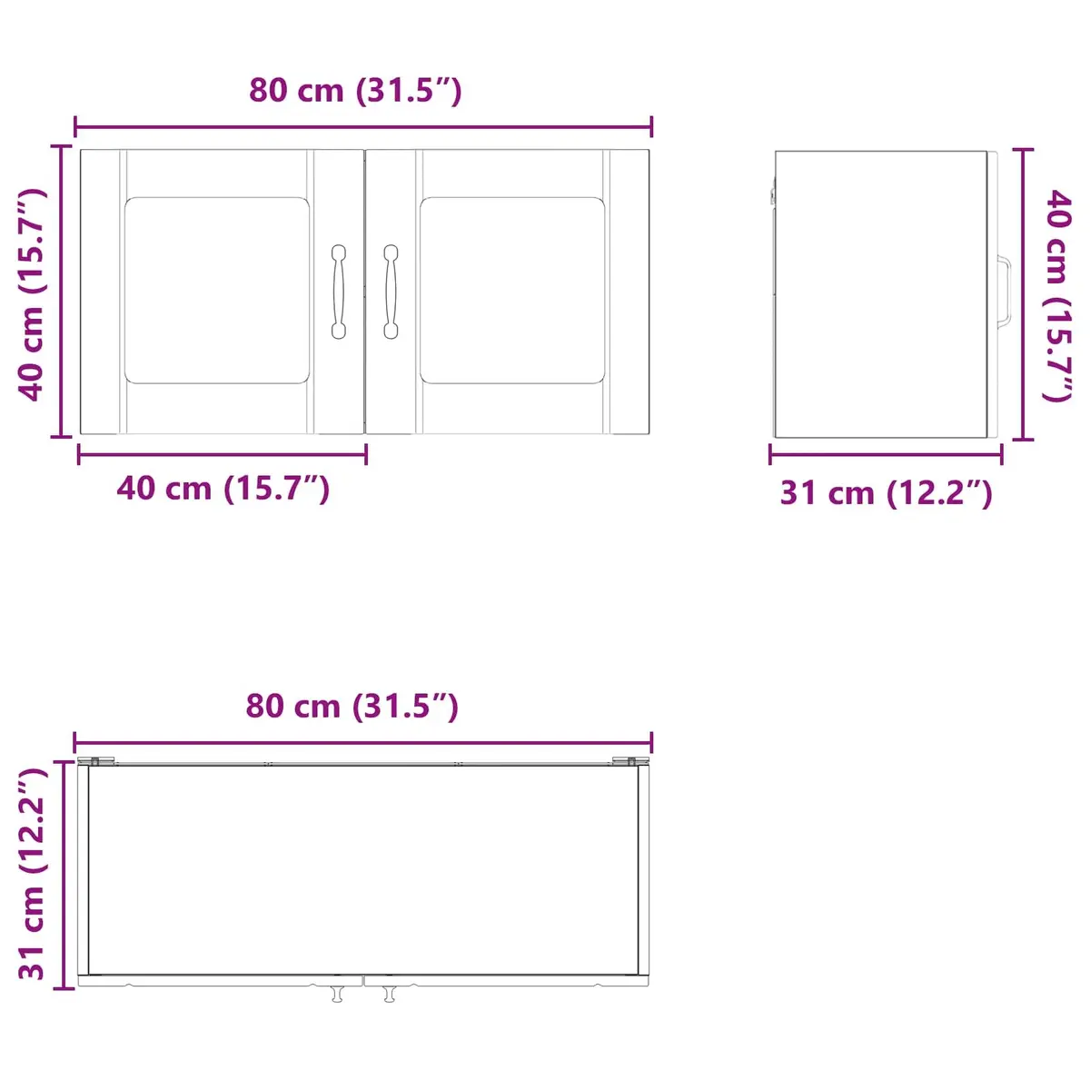 White Wall Glass Cabinet for Kitchen Storage
