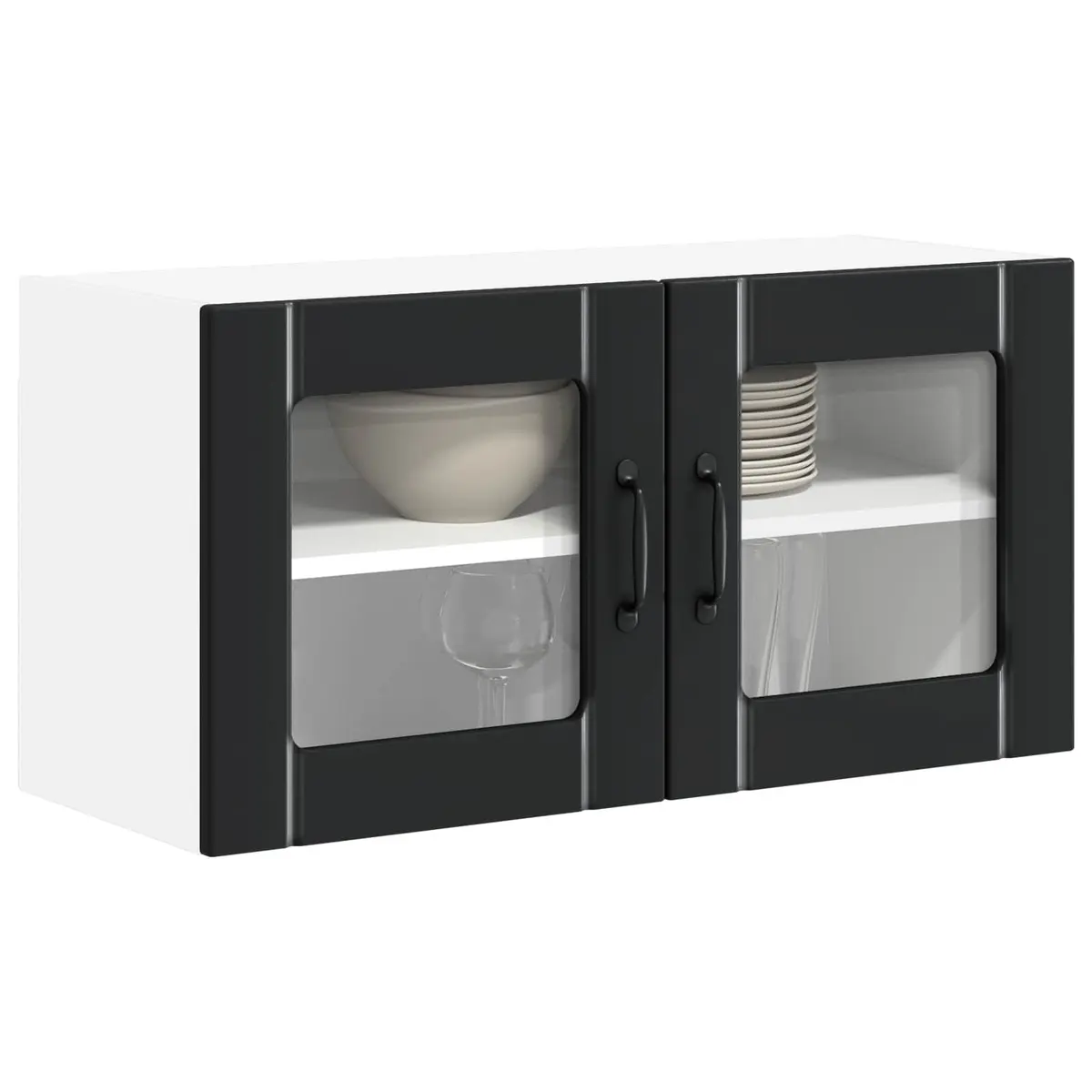 Black Glass Cabinet for Kitchen Storage
