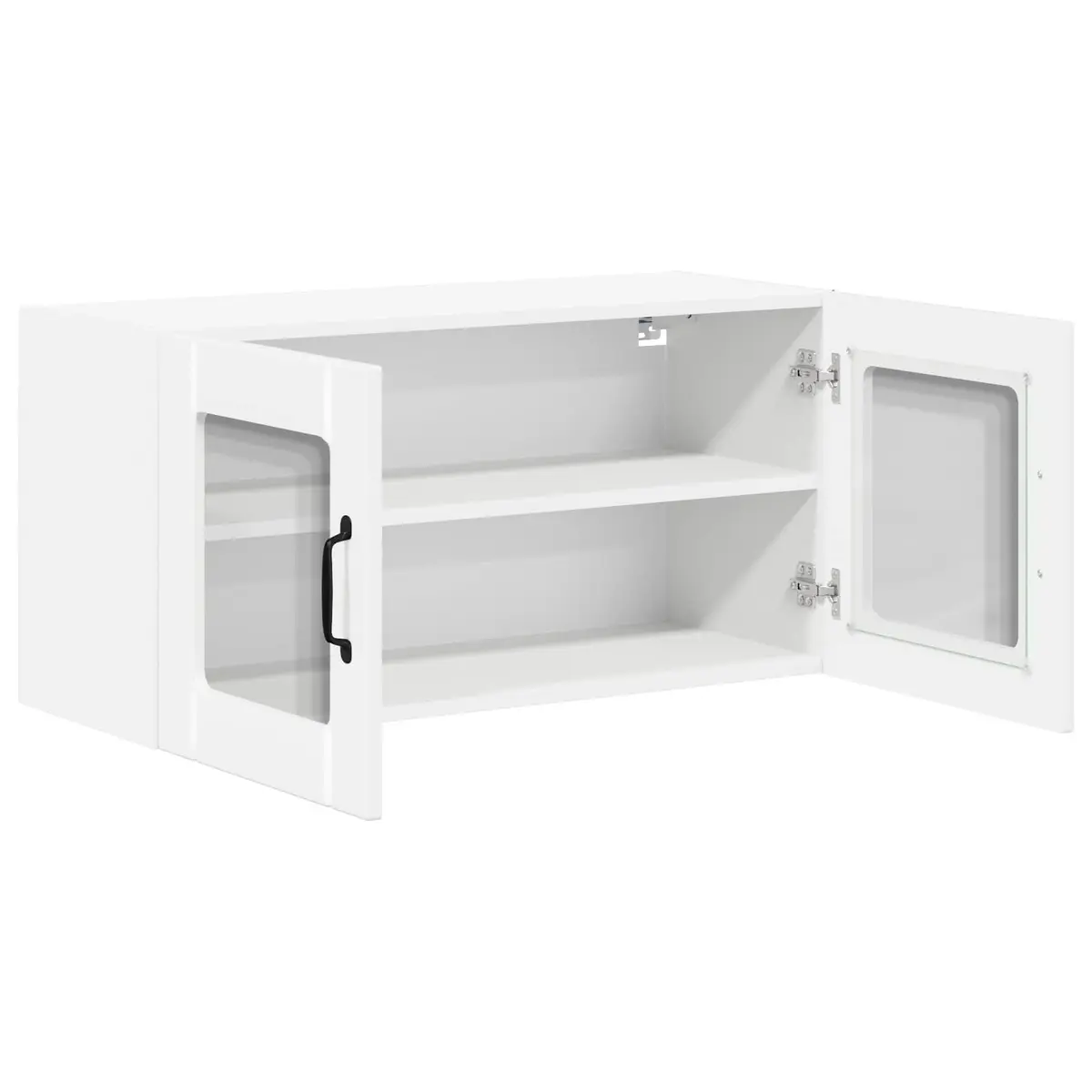 Wall Glass Cabinet High Gloss White 80cm Engineered Wood Modern Kitchen Furniture