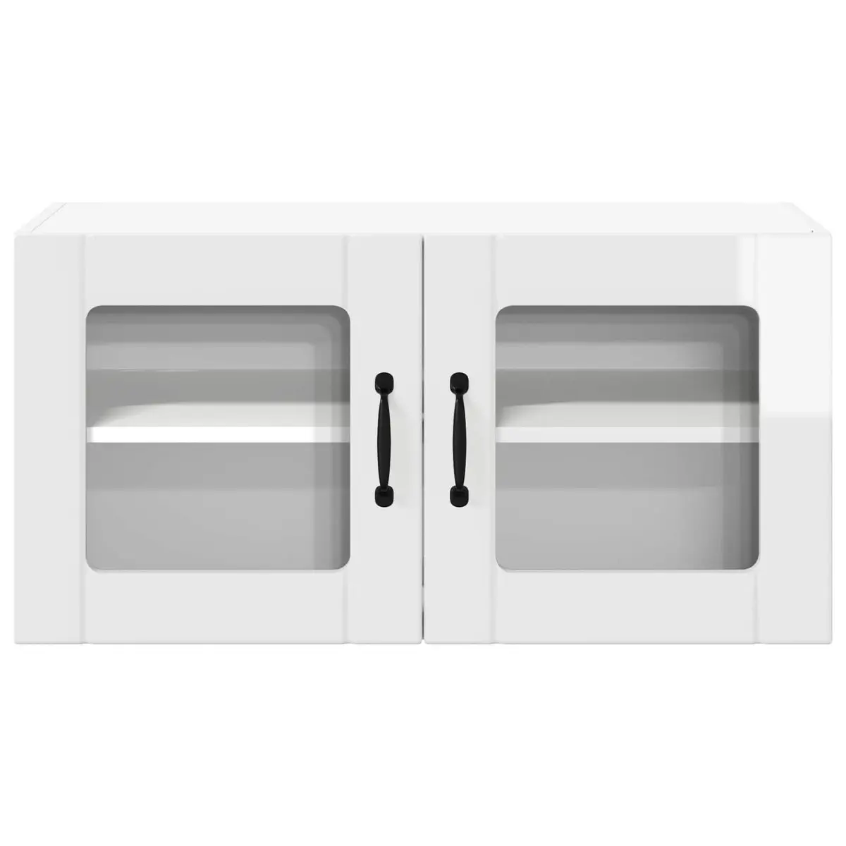Wall Glass Cabinet High Gloss White 80cm Engineered Wood Modern Kitchen Furniture