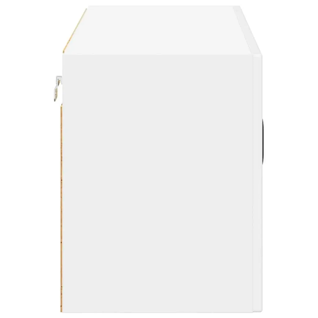 Wall Glass Cabinet High Gloss White 80cm Engineered Wood Modern Kitchen Furniture