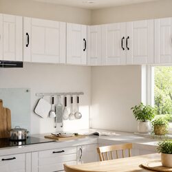 White Engineered Wood Corner Wall Cabinet 57x57x40cm