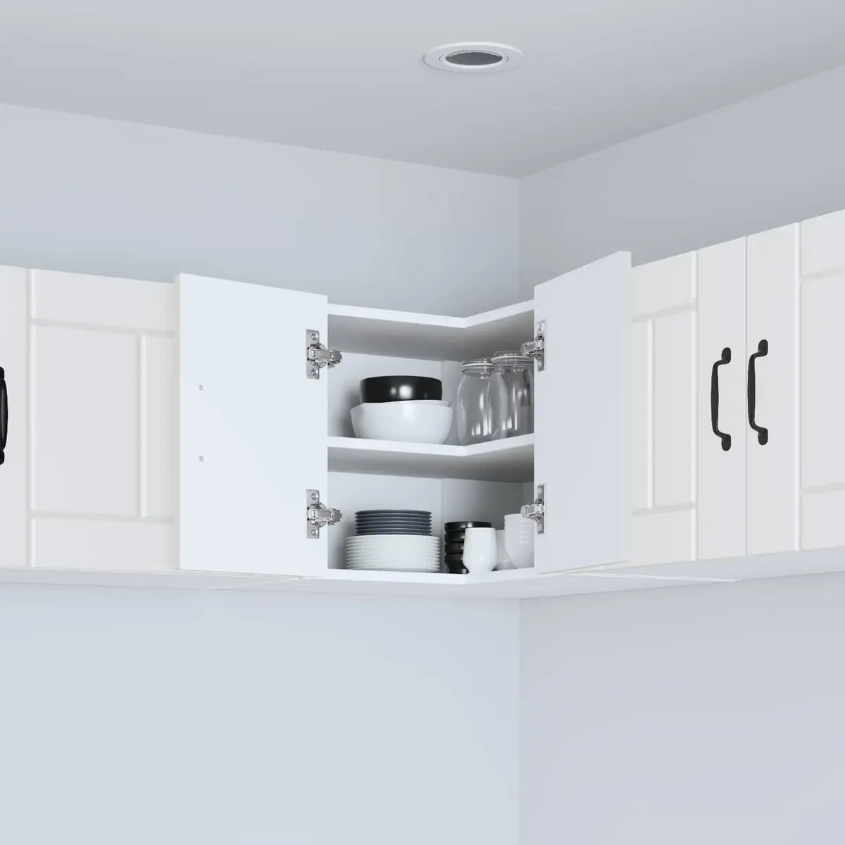 Corner Wall Cabinet White Engineered Wood 57x57x40cm