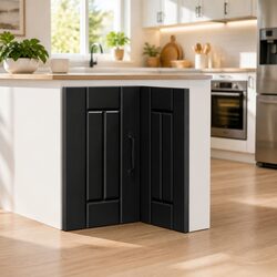 Black Engineered Wood Corner Cabinet for Kitchen Storage