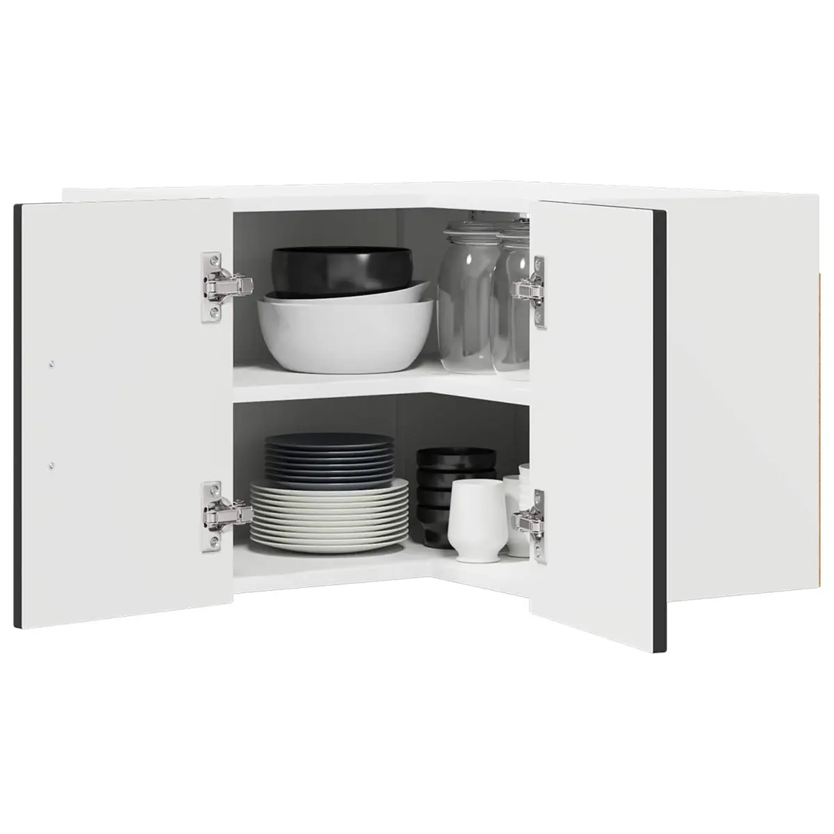 Black Engineered Wood Corner Cabinet for Kitchen Storage