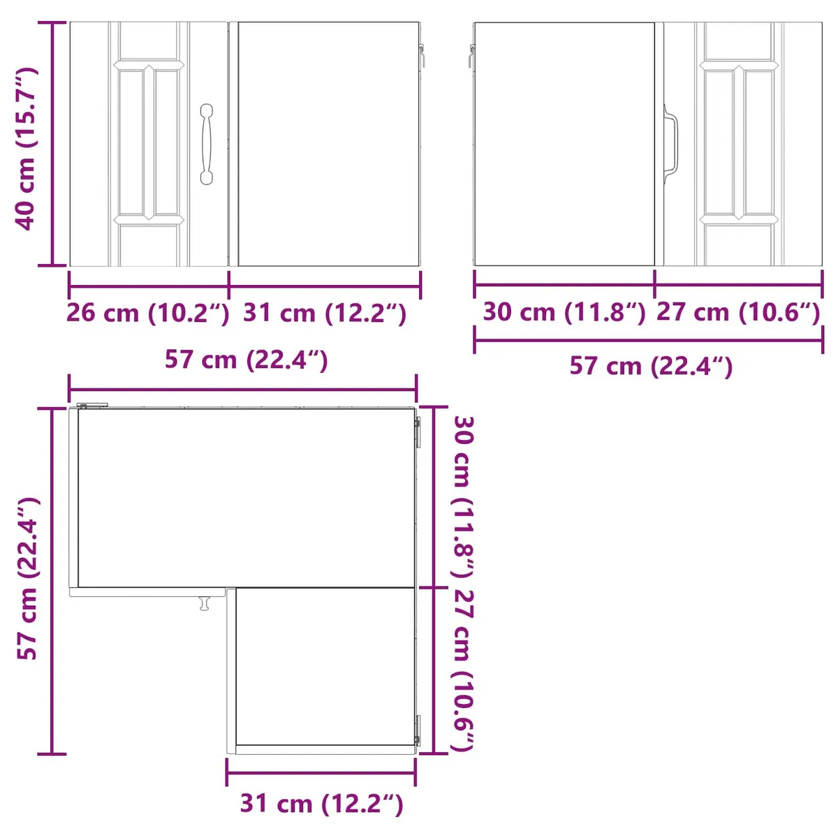Black Engineered Wood Corner Cabinet for Kitchen Storage