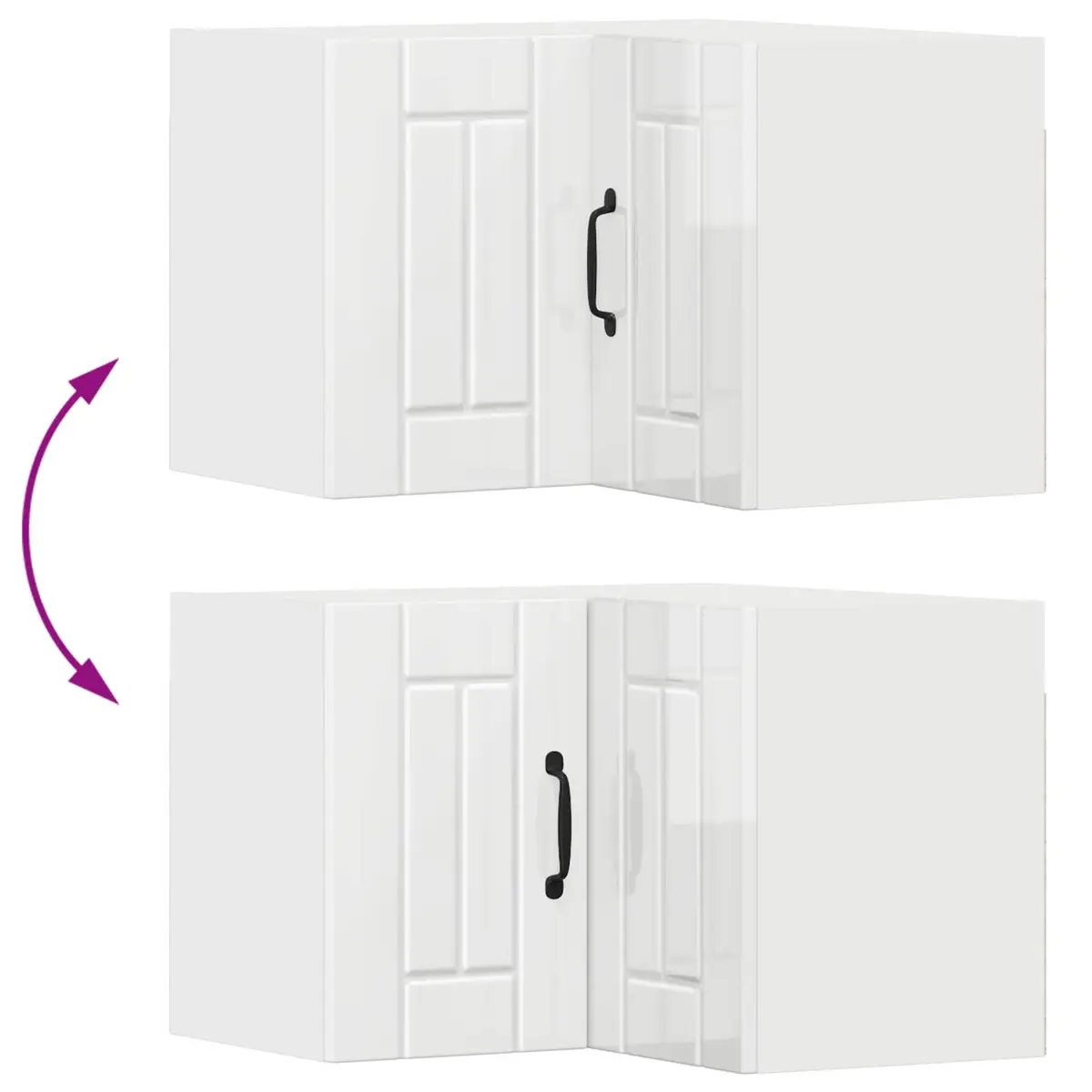 High Gloss White Corner Wall Cabinet for Kitchen