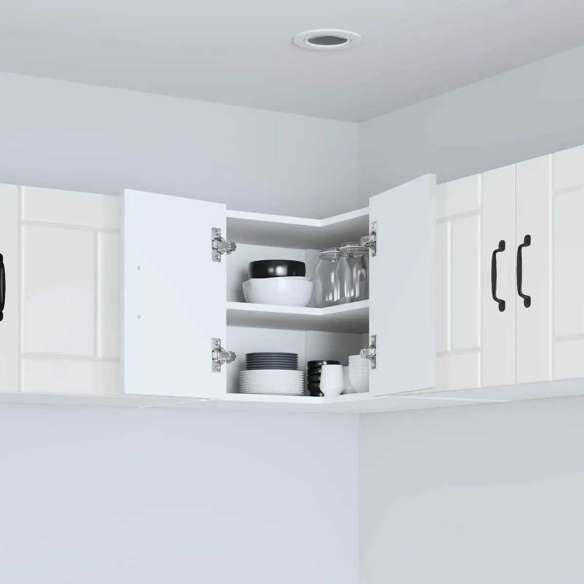 High Gloss White Corner Wall Cabinet for Kitchen
