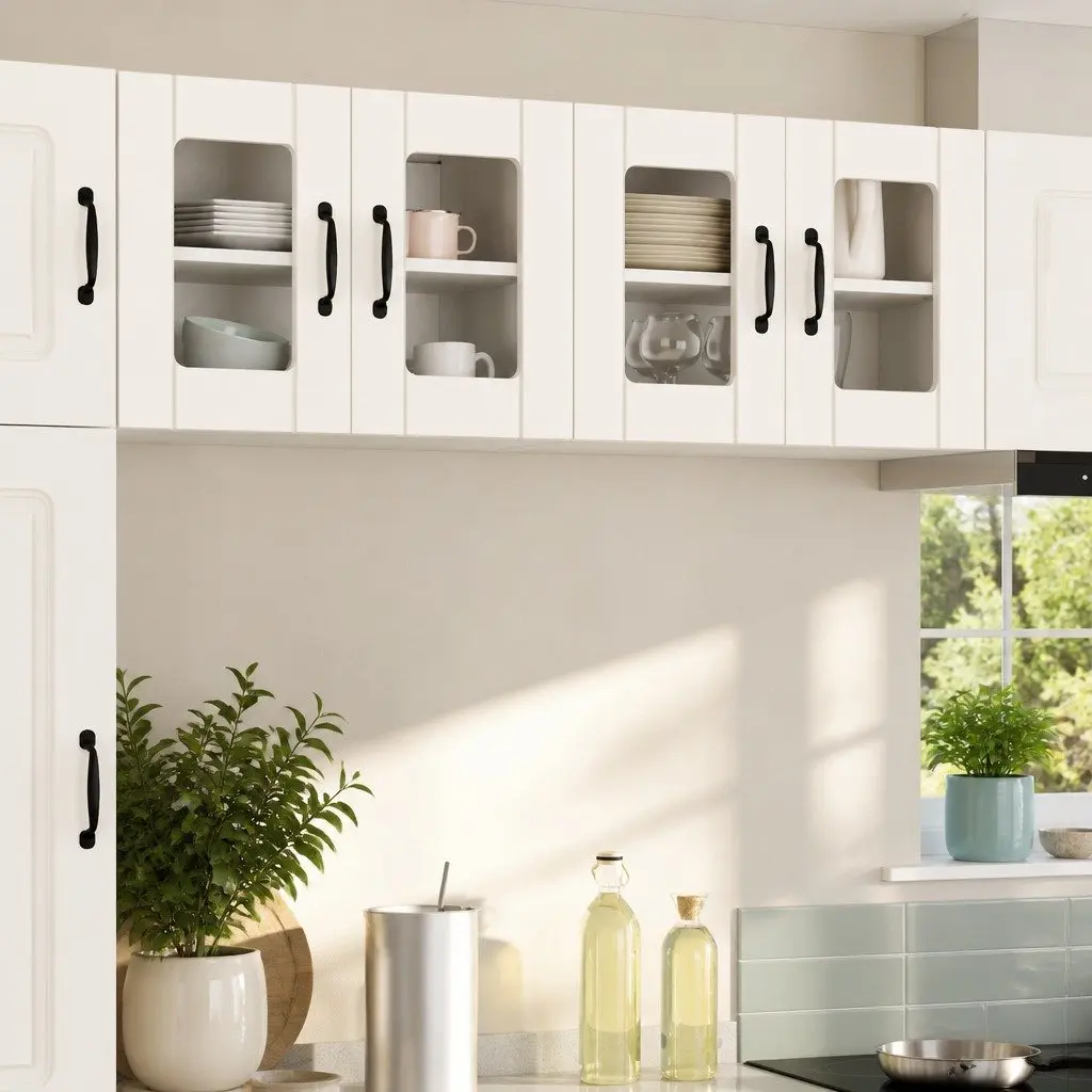 White Glass Wall Cabinet for Kitchen Storage 60x31x40cm