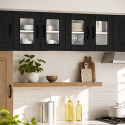 Modern Black Wall Glass Cabinet for Kitchen Storage