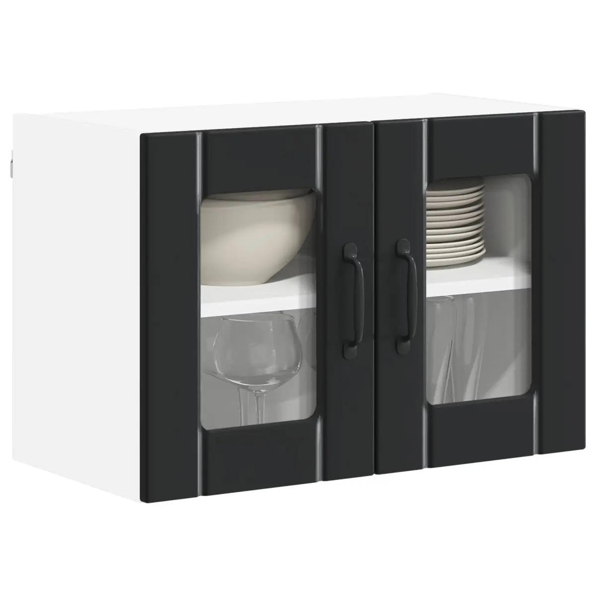Black Wall Glass Cabinet for Kitchen Storage
