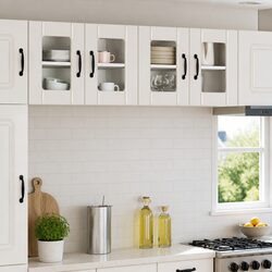 Sleek High Gloss White Wall Glass Cabinets for Your Kitchen