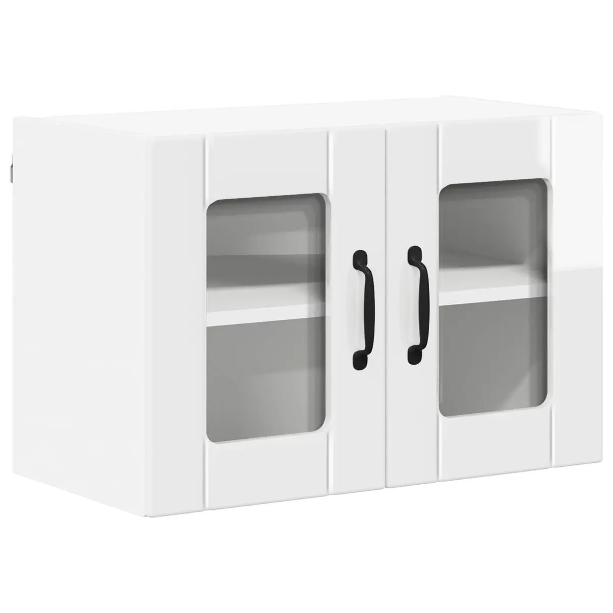 Wall Glass Cabinet 2 Pieces High Gloss White Kitchen Storage Furniture Cupboard