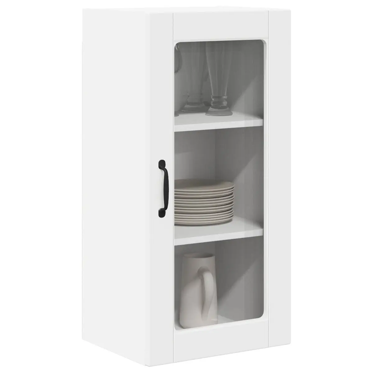Wall Glass Cabinet White Modern Kitchen Storage 40 x 31 x 80 cm Engineered Wood