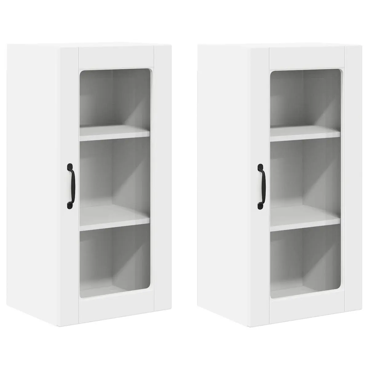 Wall Glass Cabinet White Kitchen Storage Unit 40 x 31 x 80 cm Modern Furniture