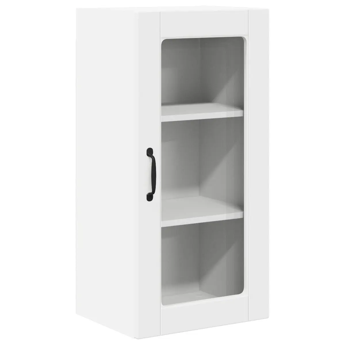 Wall Glass Cabinet White Kitchen Storage Unit 40 x 31 x 80 cm Modern Furniture
