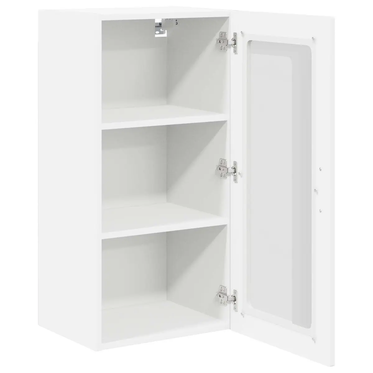 Wall Glass Cabinet White Kitchen Storage Unit 40 x 31 x 80 cm Modern Furniture