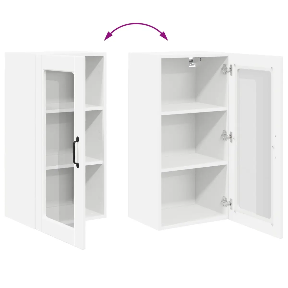 Wall Glass Cabinet White Kitchen Storage Unit 40 x 31 x 80 cm Modern Furniture