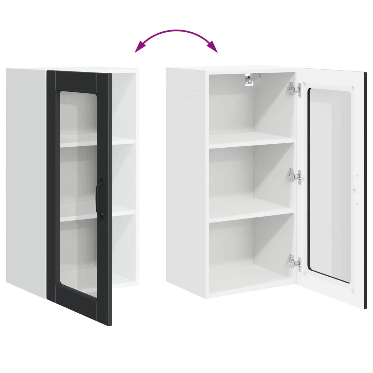 Black Glass Cabinet for Kitchen Storage