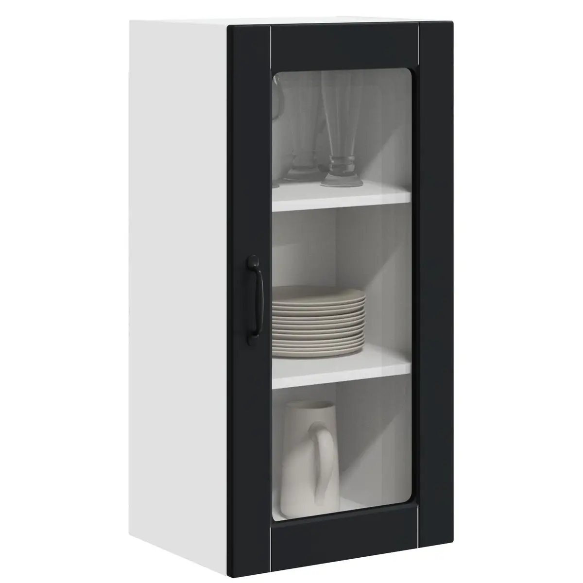 Black Glass Cabinet for Kitchen Storage
