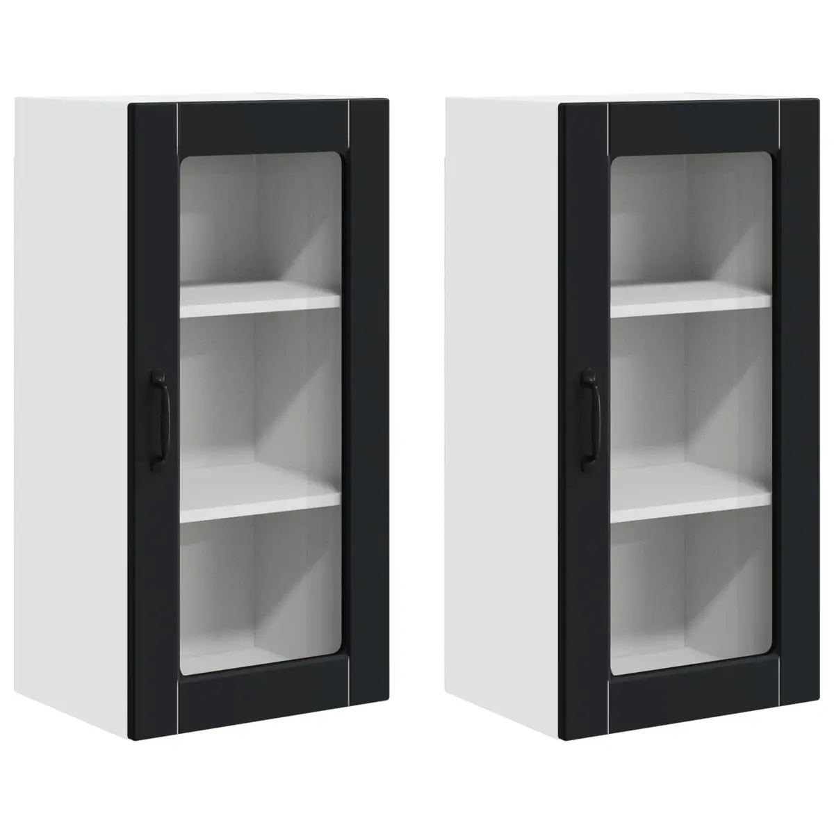 Black Wooden Wall Glass Cabinet for Kitchen Display