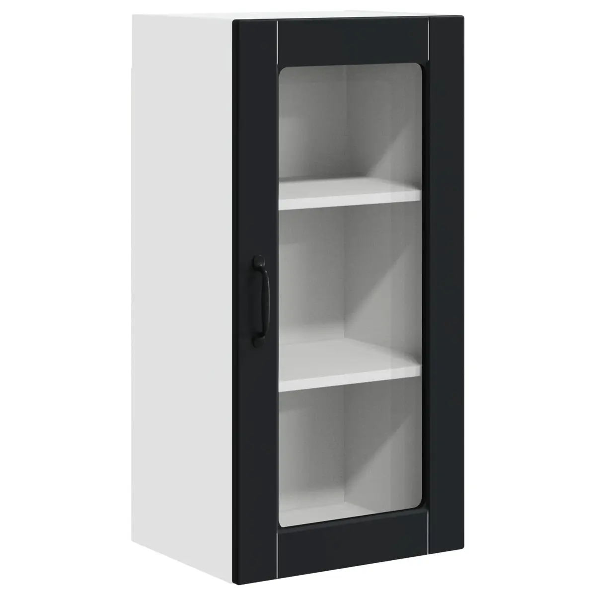 Black Wooden Wall Glass Cabinet for Kitchen Display