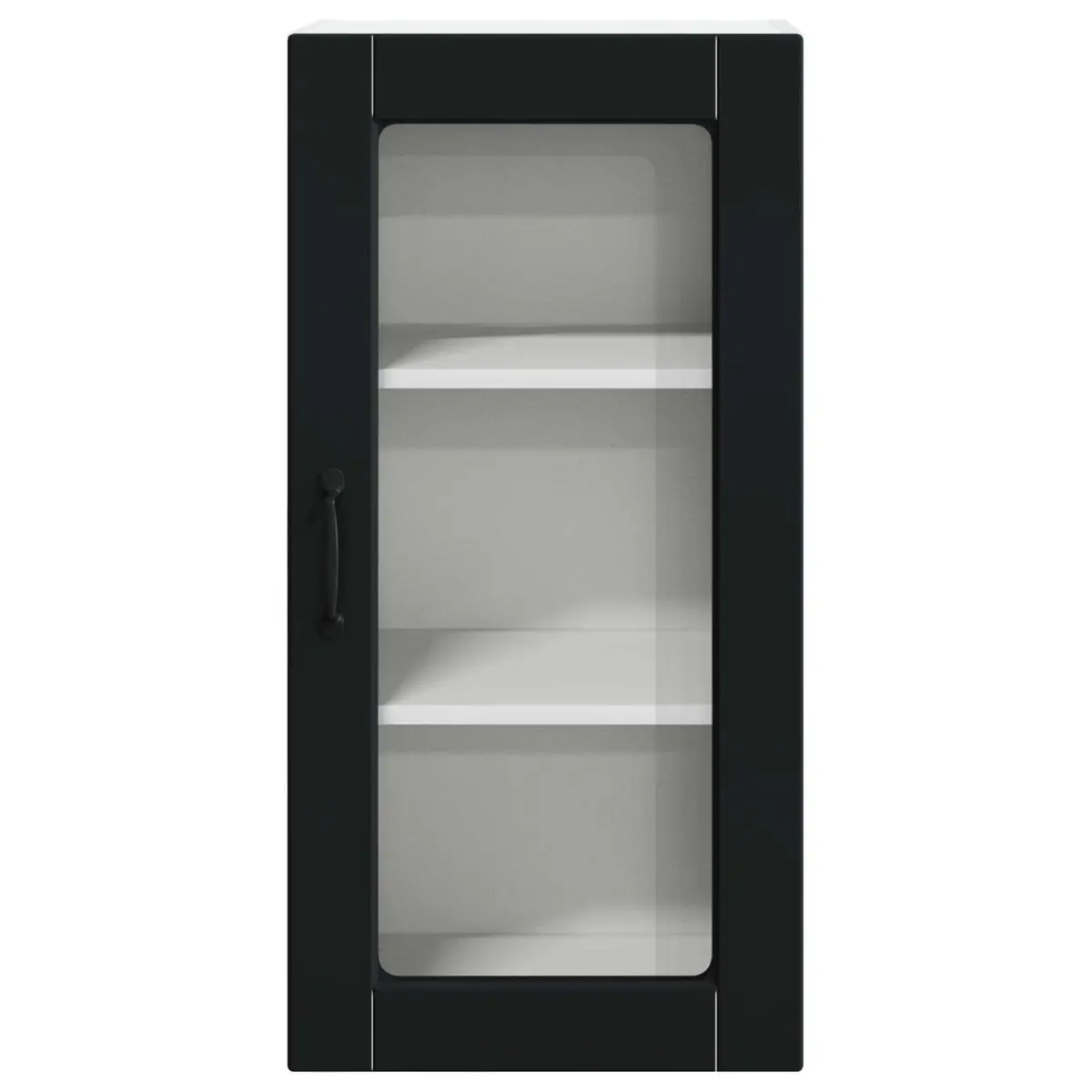 Black Wooden Wall Glass Cabinet for Kitchen Display