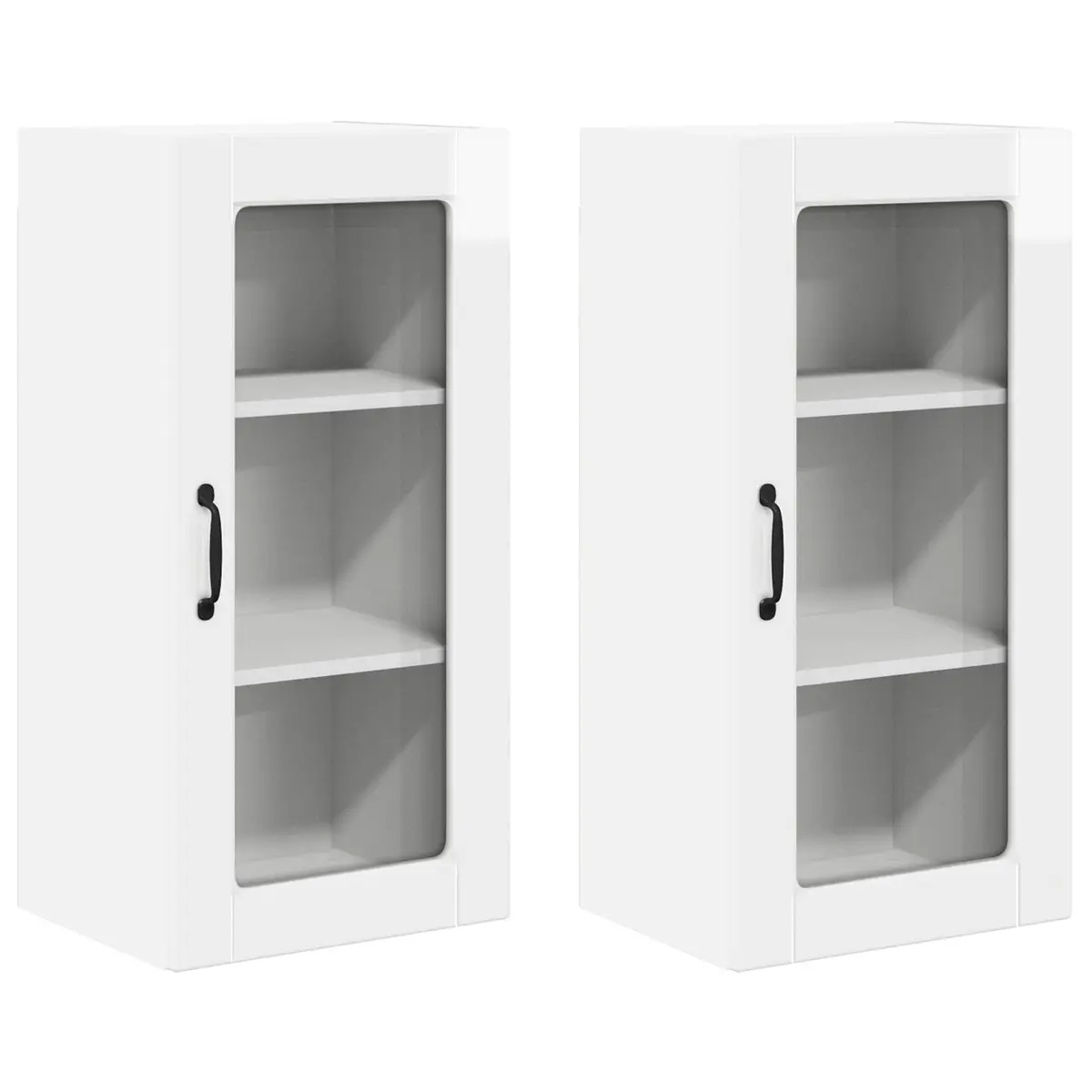 High Gloss White Wall Glass Cabinets for Kitchen Storage