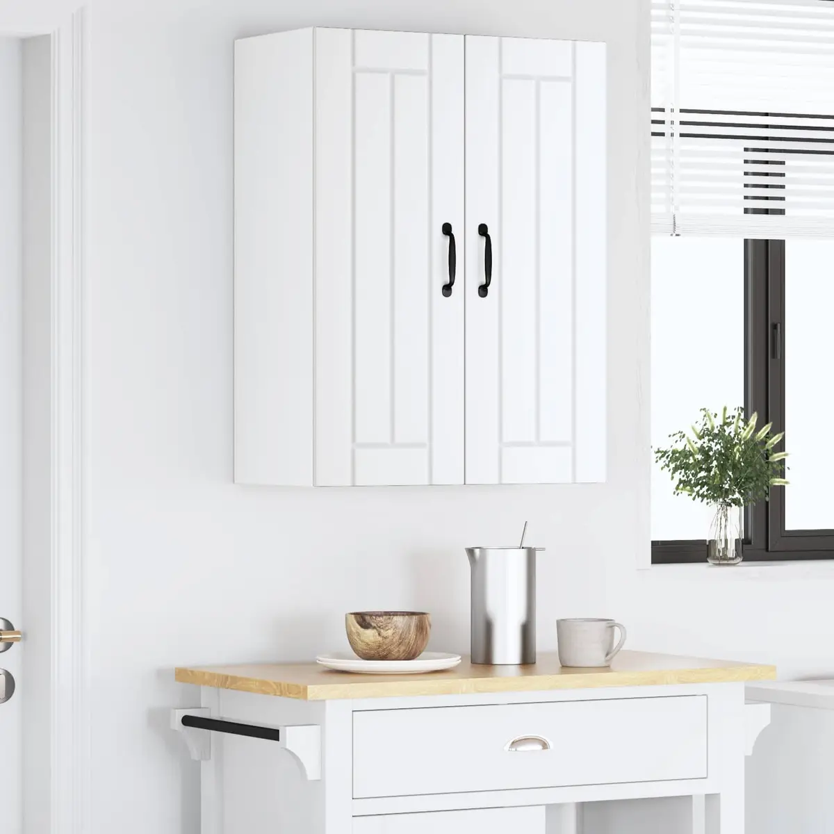 White Wall Cabinet for Kitchen Storage 30 x 31 x 80 cm