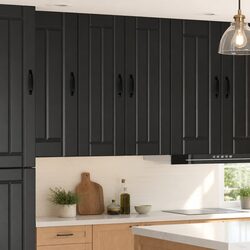 Black Wall Cabinet Set for Kitchen Storage 30 x 31 x 80 cm