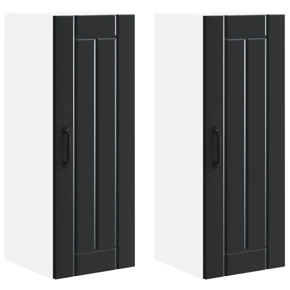 Black Wall Cabinet Set for Kitchen Storage 30 x 31 x 80 cm