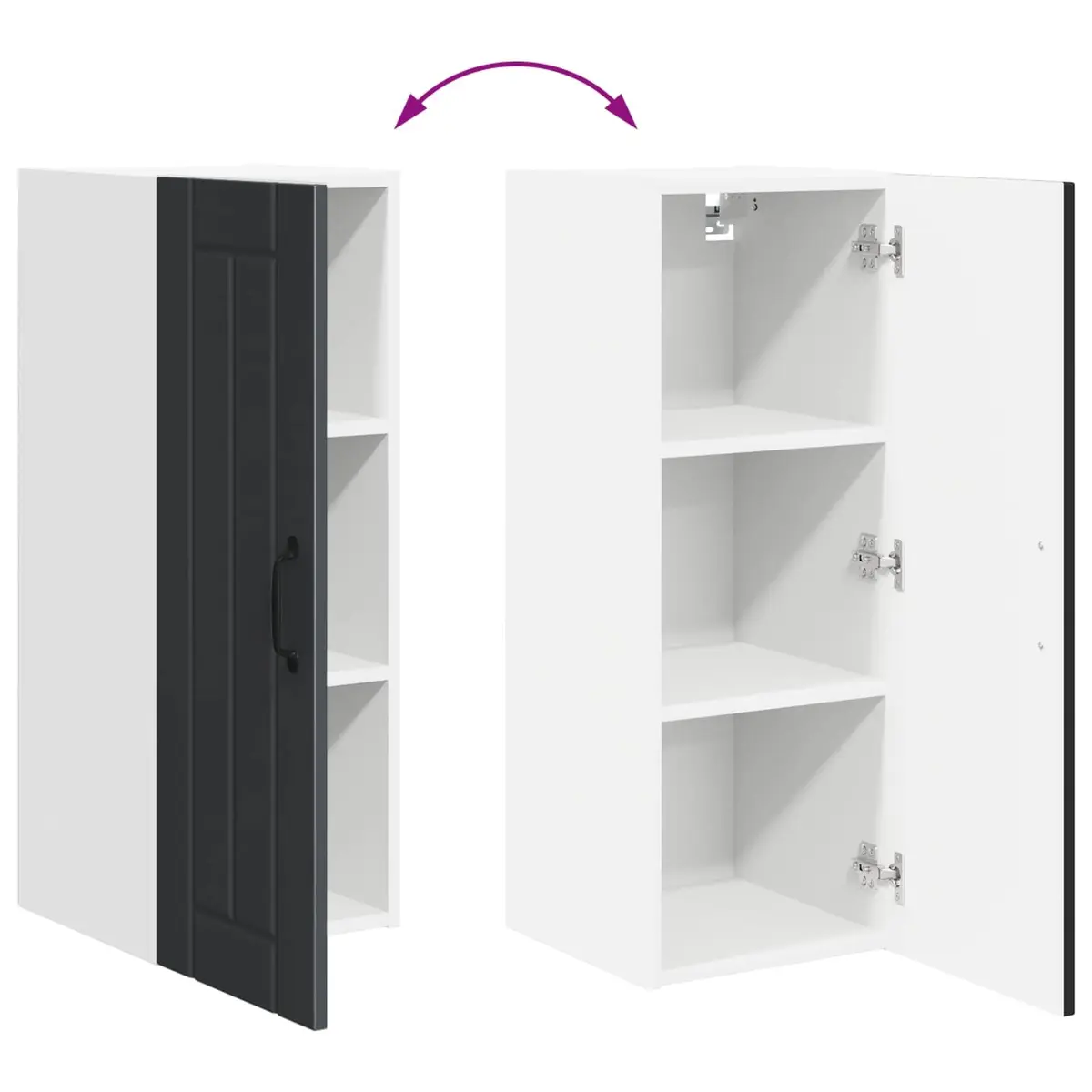 Black Wall Cabinet Set for Kitchen Storage 30 x 31 x 80 cm