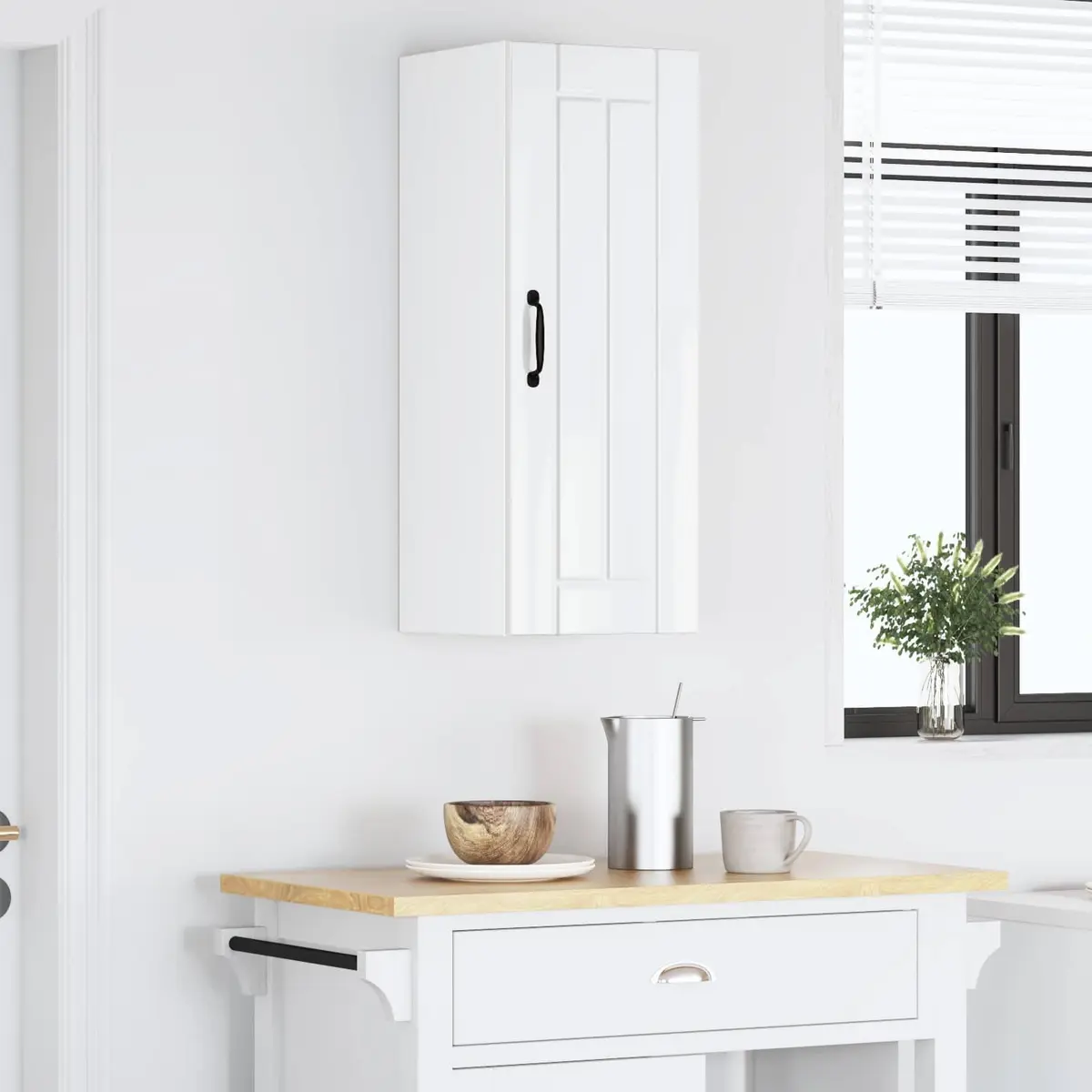 High Gloss White Wall Cabinet for Kitchen Storage