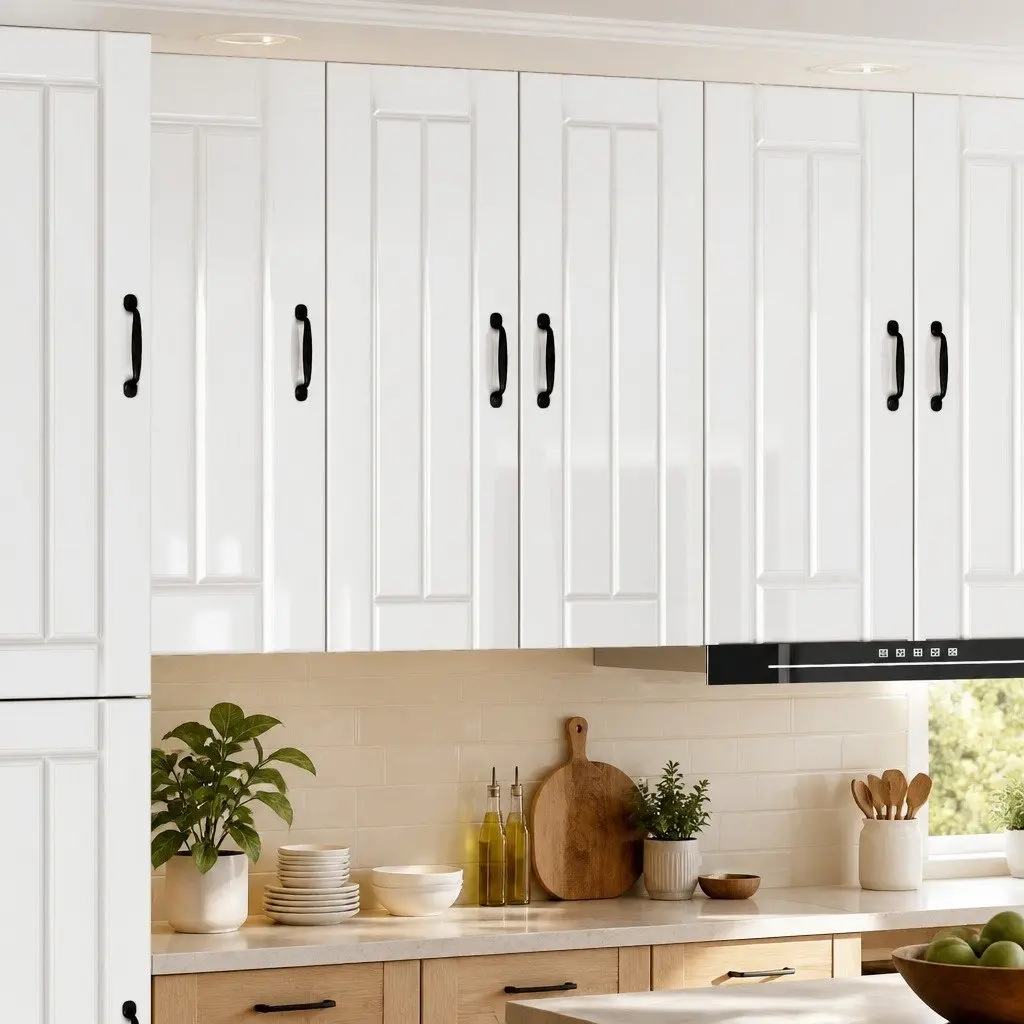 High Gloss White Wall Cabinet Set for Kitchen Storage