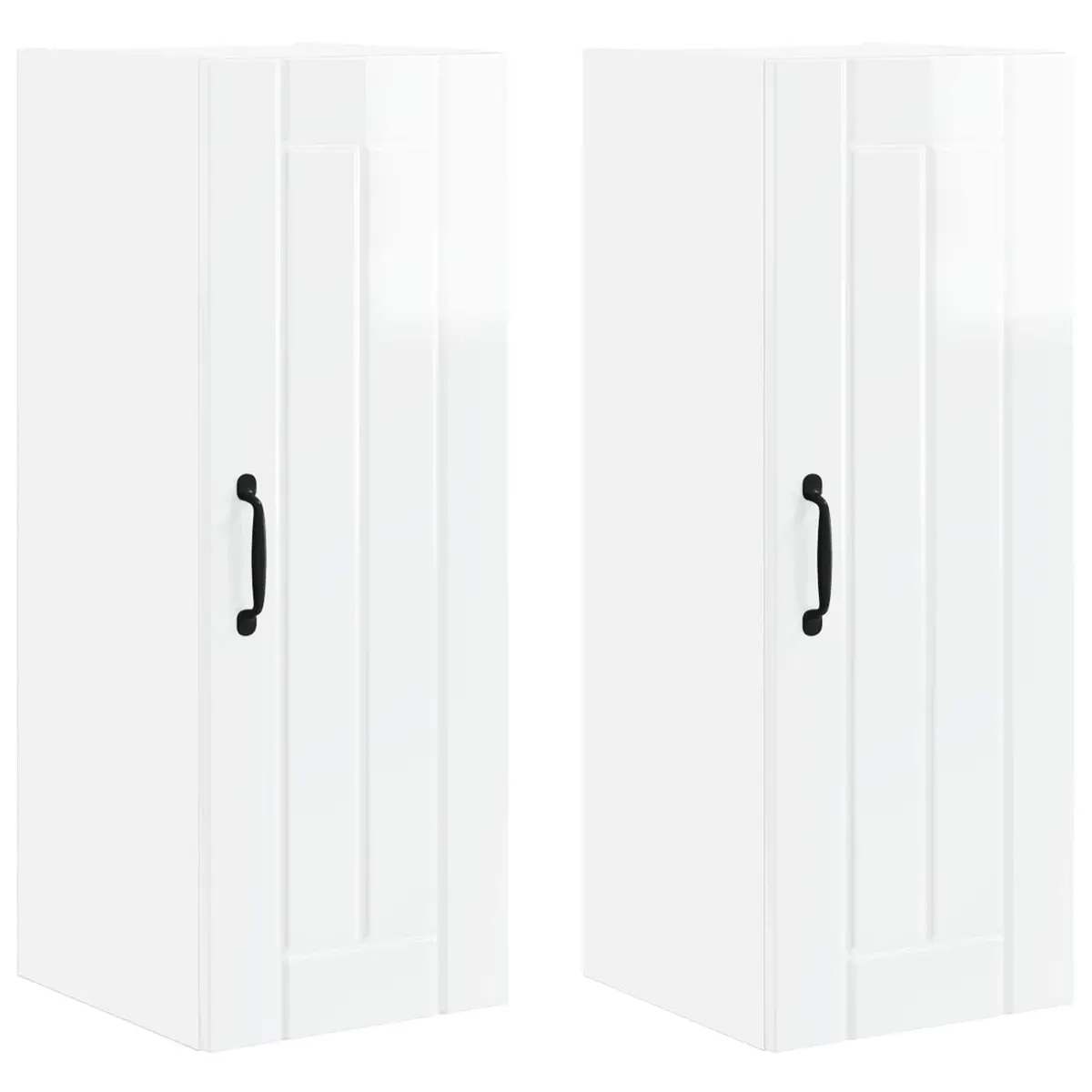 High Gloss White Wall Cabinet Set for Kitchen Storage