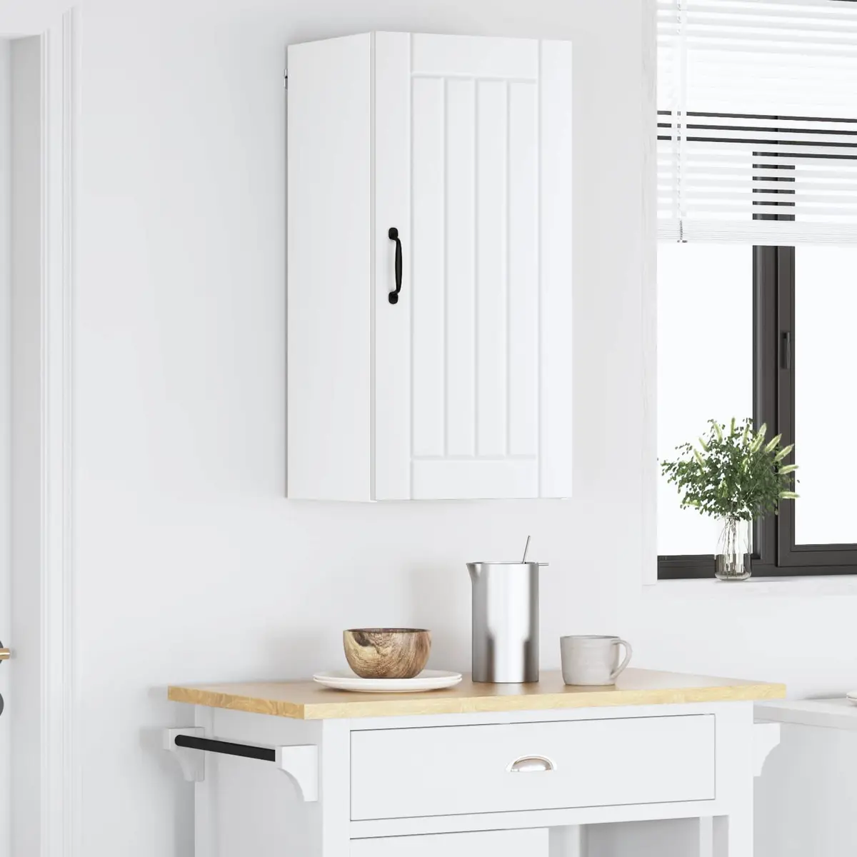White Wall-Mounted Kitchen Storage Cabinet