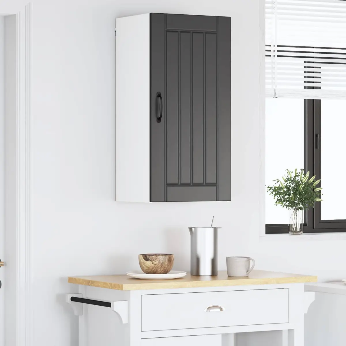 Black Wall Cabinet for Kitchen Storage