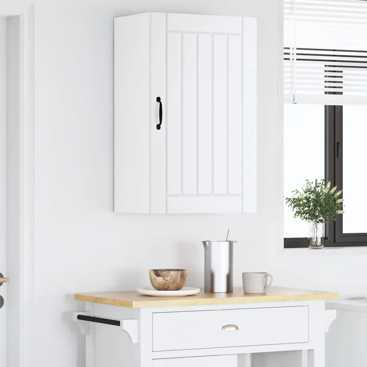 White Engineered Wood Wall Cabinet Kitchen Storage Unit 50 x 31 x 80 cm Modern