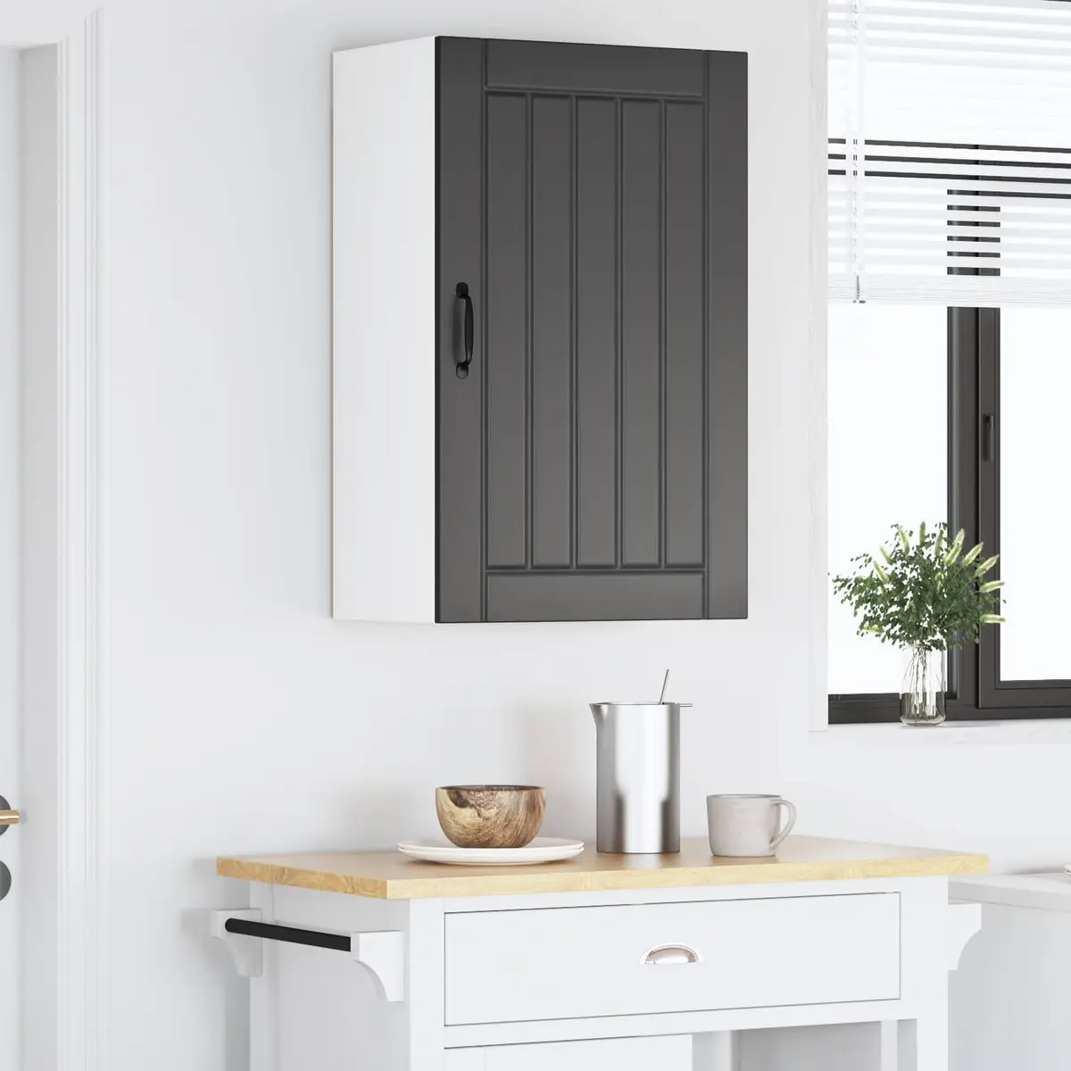 Black Wall Cabinet for Kitchen Storage