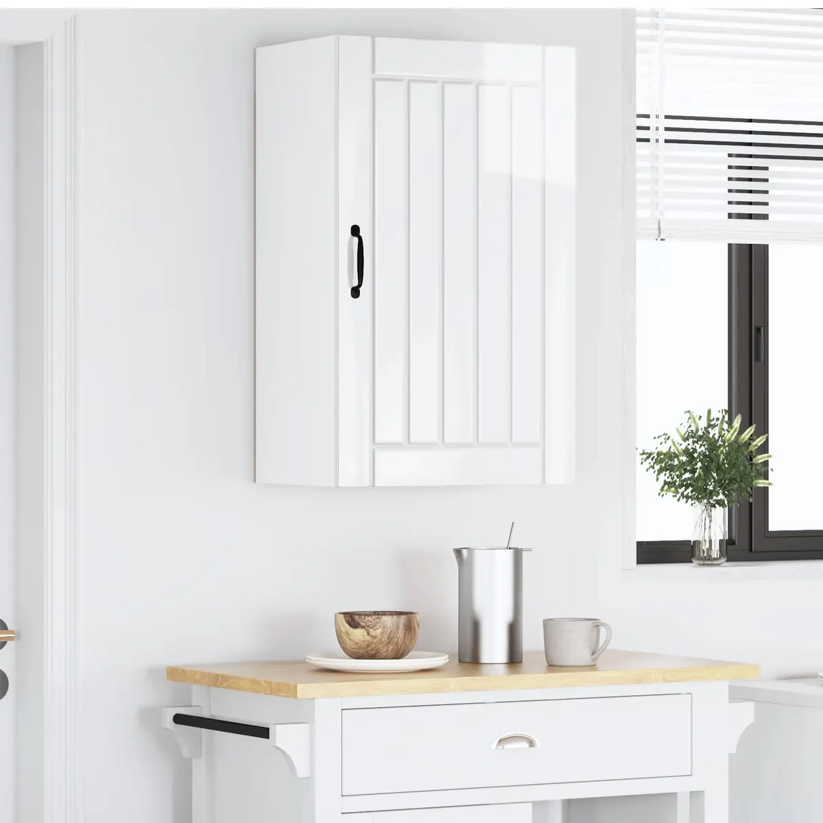 High Gloss White Wall-Mounted Kitchen Cabinet
