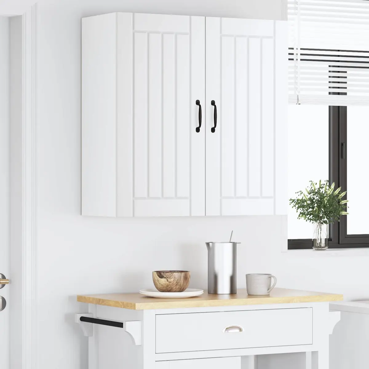 White Wall Cabinet for Kitchen Storage