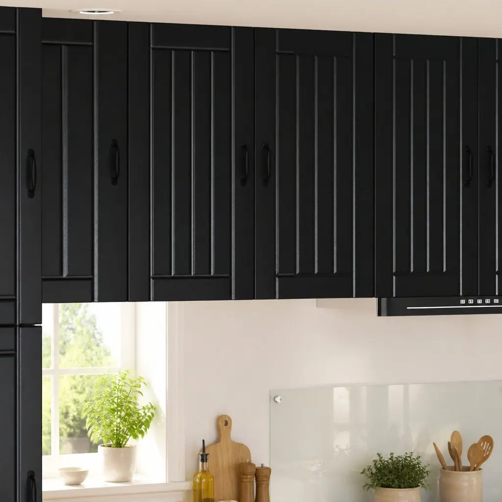 Black Wall Cabinet for Kitchen Storage 80x31x80cm