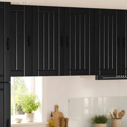 Black Wall Cabinet for Kitchen Storage 80x31x80cm