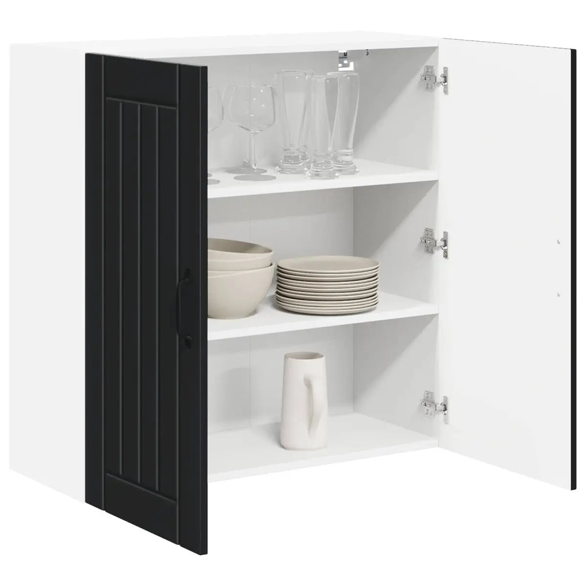 Black Wall Cabinet for Kitchen Storage 80x31x80cm