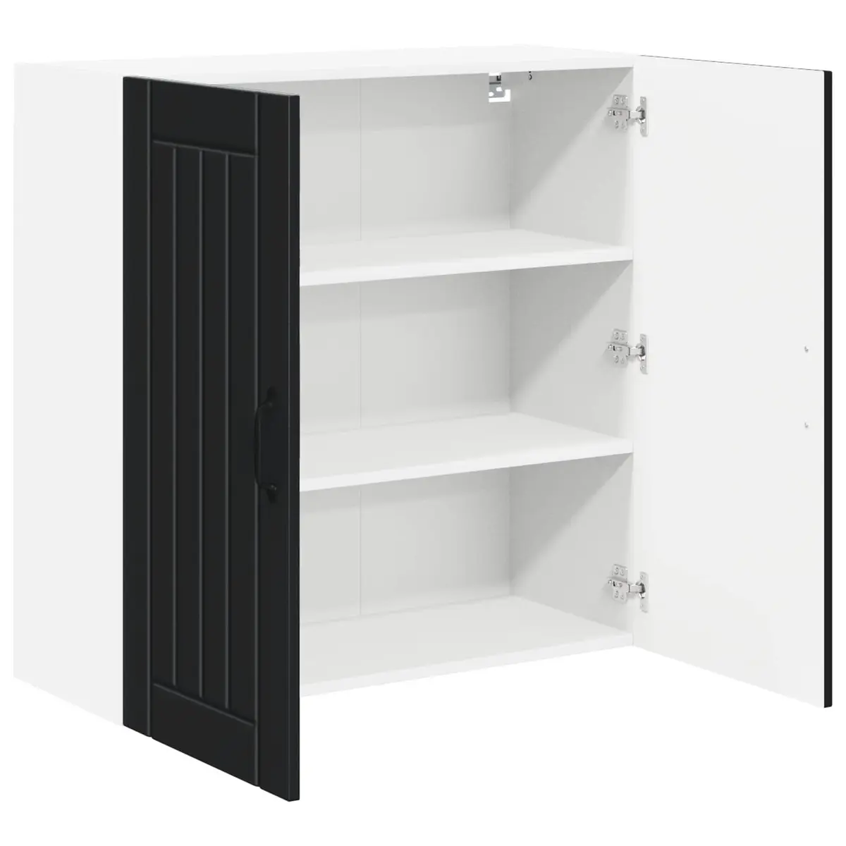 Black Wall Cabinet for Kitchen Storage 80x31x80cm