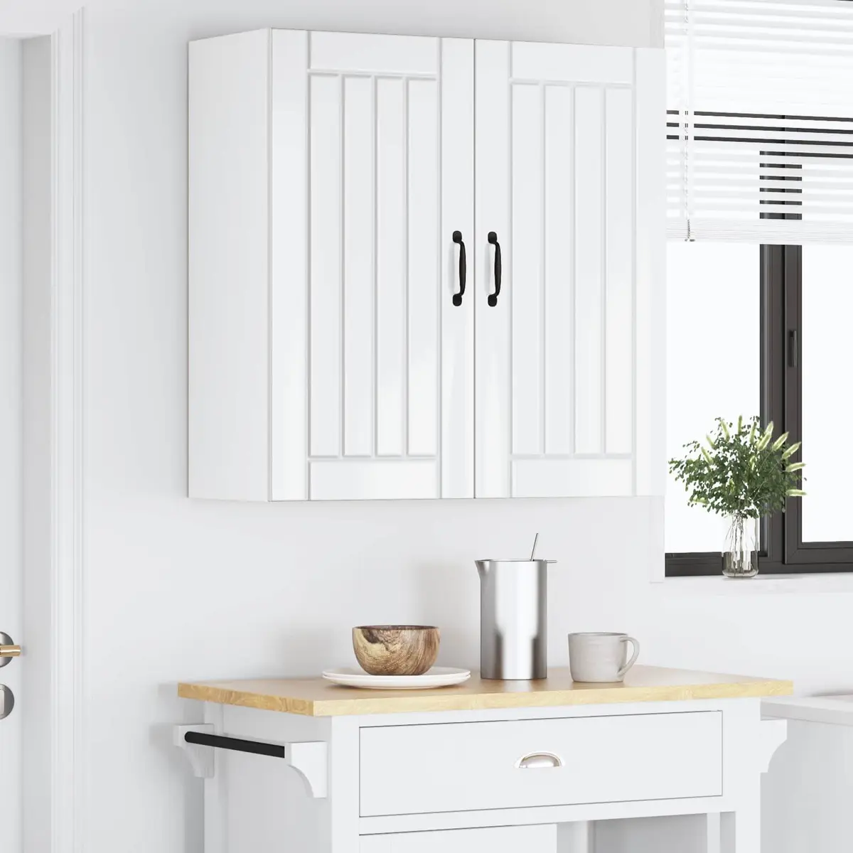 High Gloss White Wall Cabinet for Kitchens