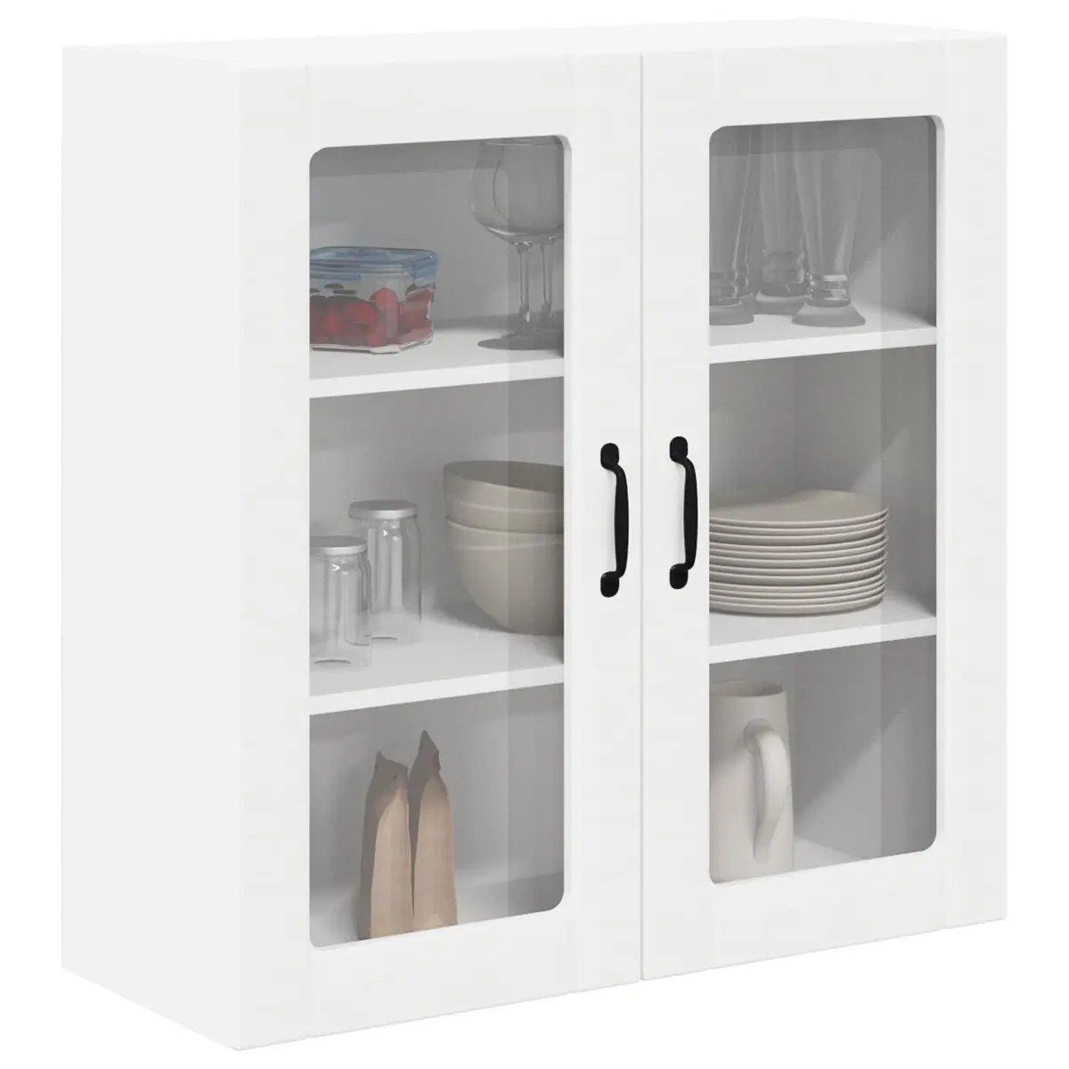 White Wall-Mounted Glass Cabinet 80x31x80cm