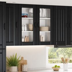 Black Wall Glass Cabinet for Modern Kitchens