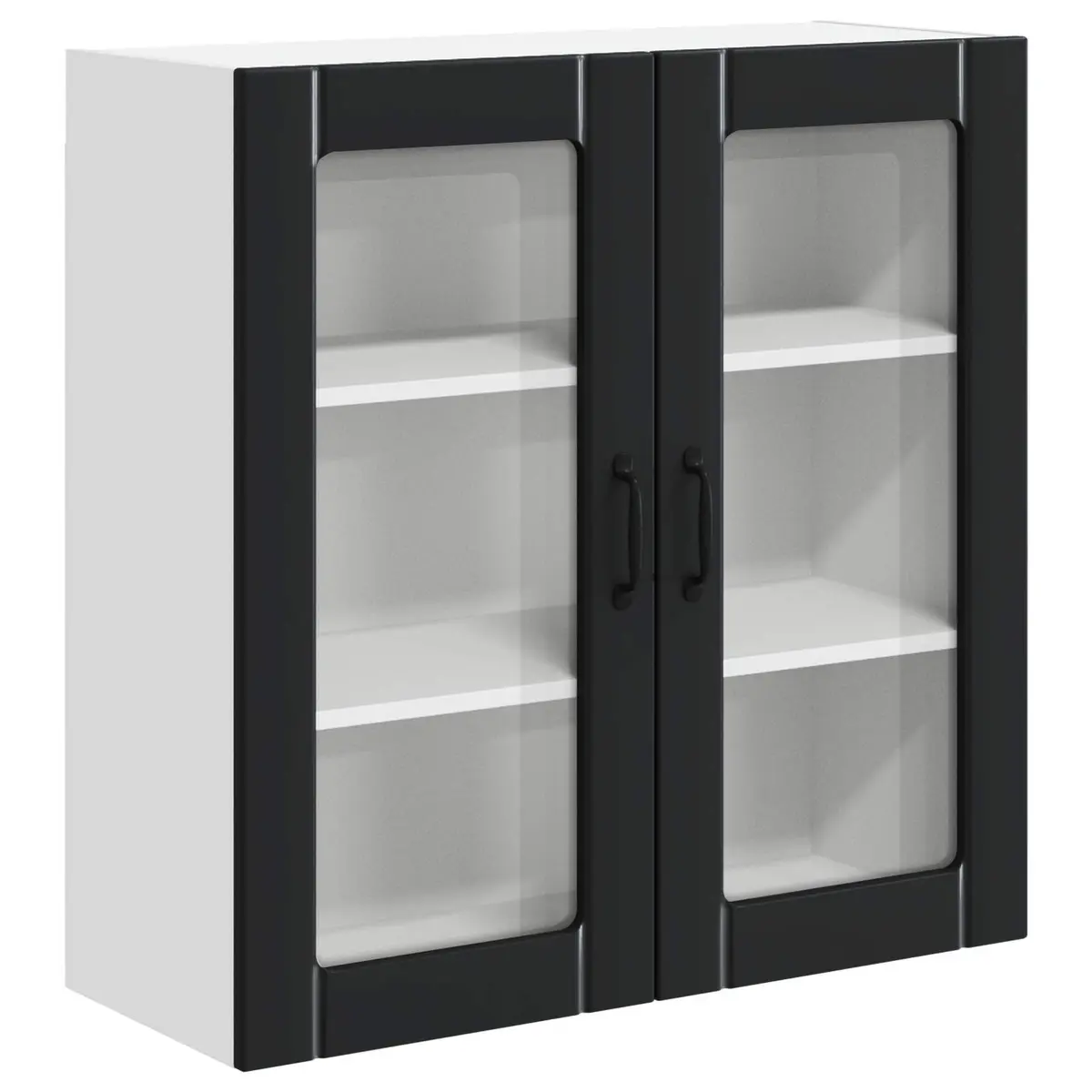 Wall Glass Cabinet Black 80x31x80cm Engineered Wood Modern